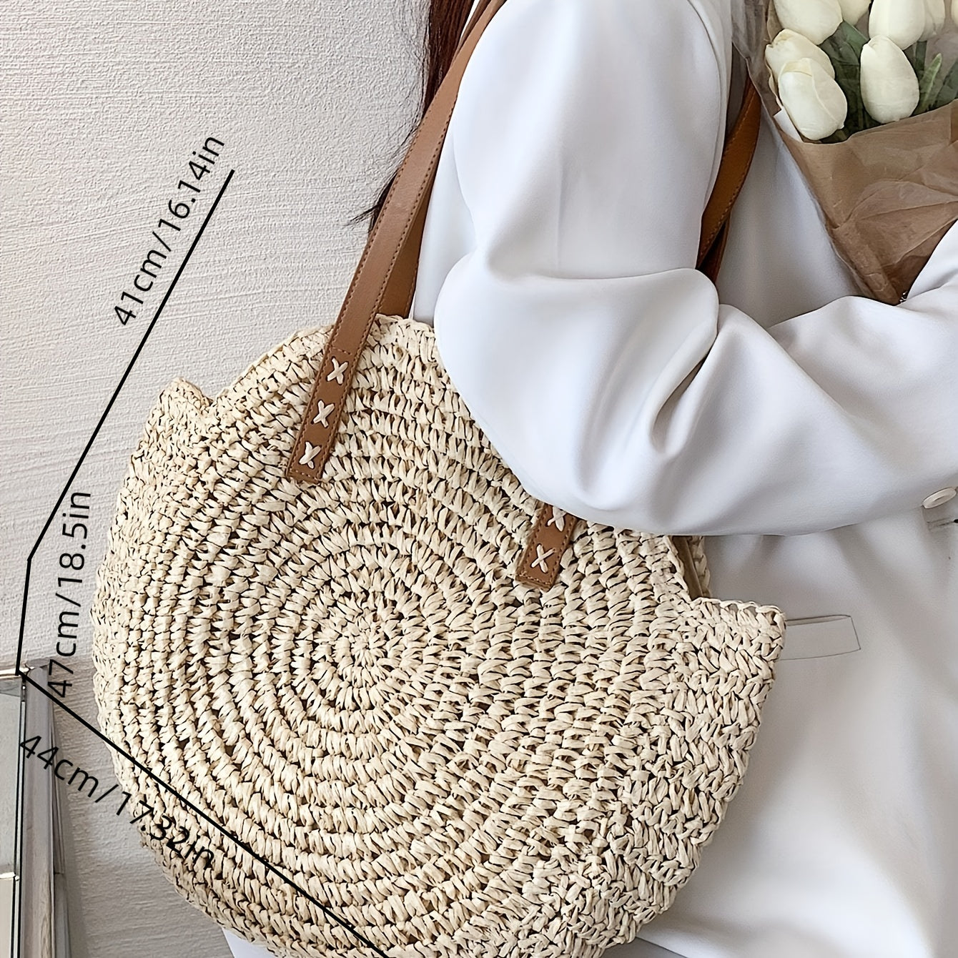 Bolsa de Praia Redonda em Crochê