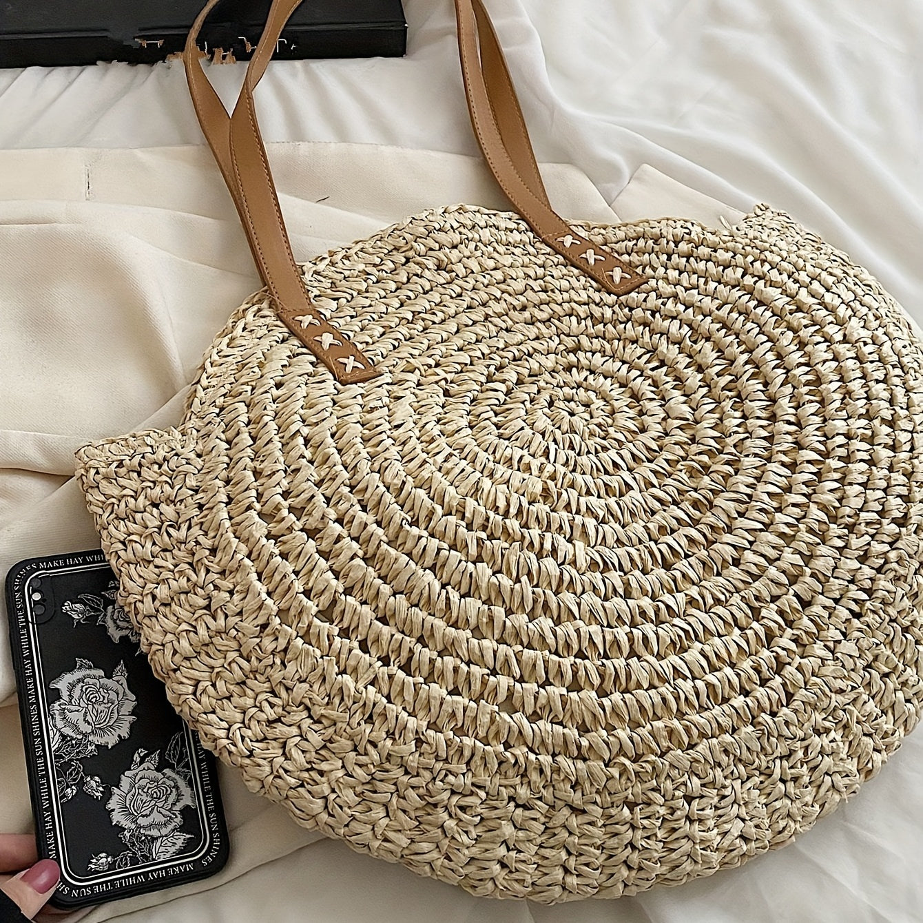 Bolsa de Praia Redonda em Crochê