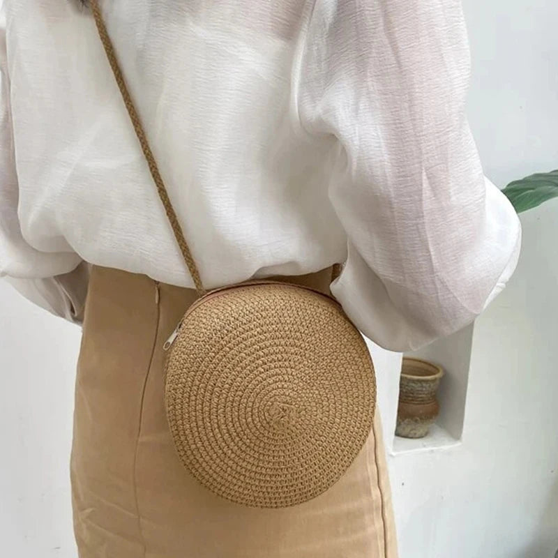 Bolsa de Palha Redonda Minimalista