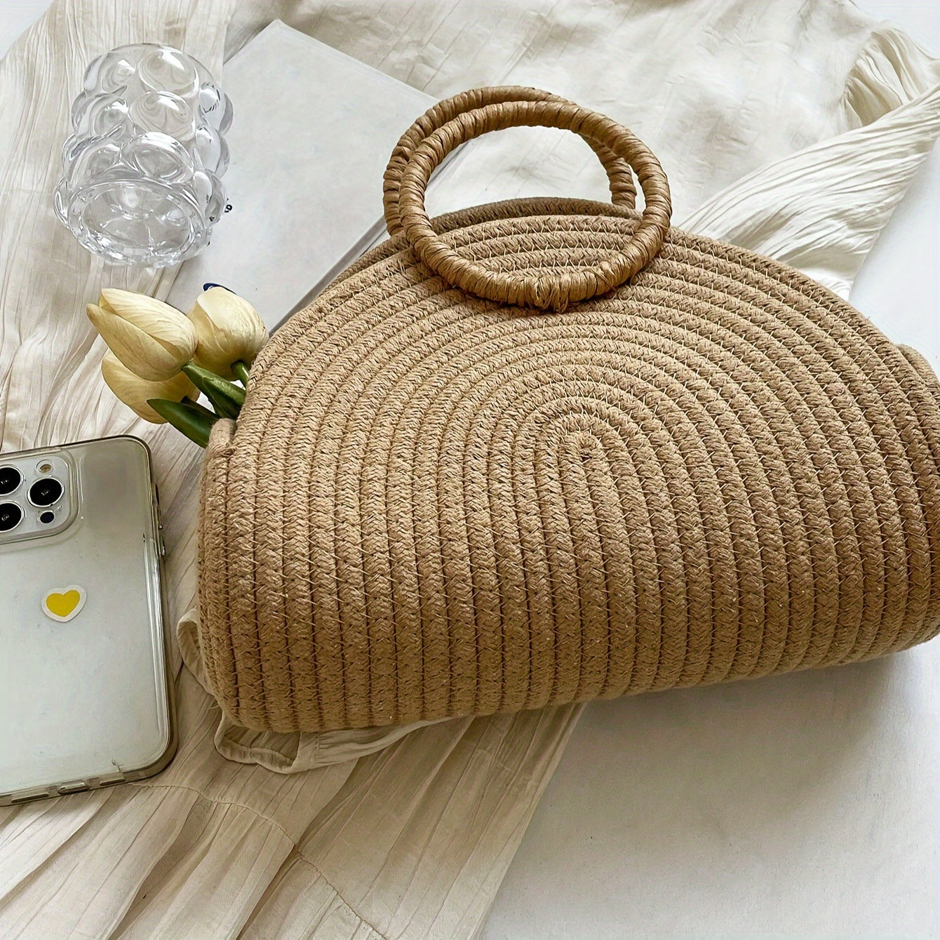 Bolsa de Praia Mini Chic em Palha