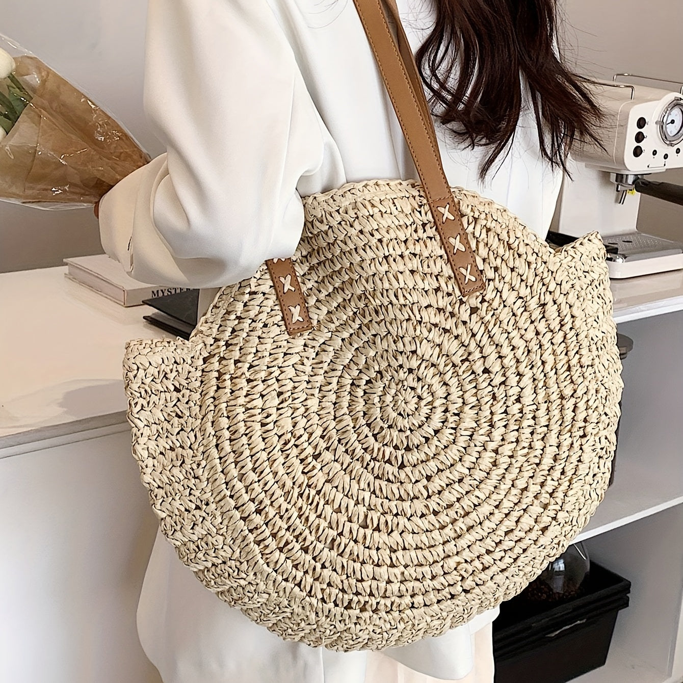 Bolsa de Praia Redonda em Crochê