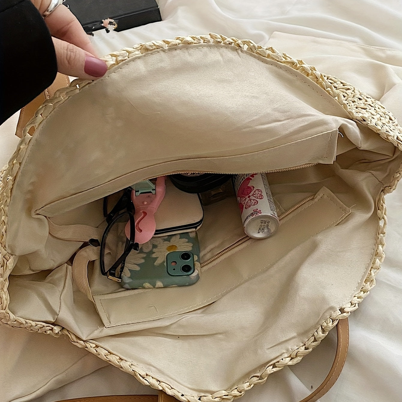 Bolsa de Praia Redonda em Crochê